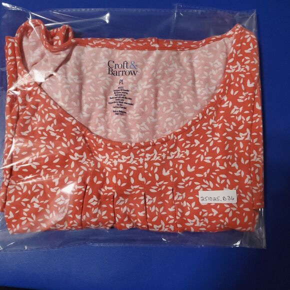 Croft & Barrow Women's Top Size Petite Lg Coral Orange Rayon Stretch Sleeveless - Picture 8 of 8